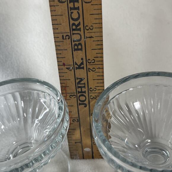 Art Deco Vintage Sherbet Dessert Ice Cream Cup Dishes X2 Clear Glass 3.5"W - Picture 7 of 7